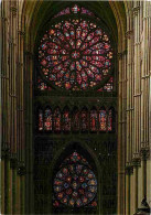 Art - Vitraux Religieux - Cathédrale De Reims - Les Deux Roses Du Grand Portail - CPM - Voir Scans Recto-Verso - Schilderijen, Gebrandschilderd Glas En Beeldjes