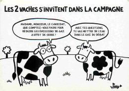 Animaux - Vaches - Carte Publicitaire Les 2 Vaches Des Fermiers Du Bio - Art Illustration Dessin - CPM - Voir Scans Rect - Vaches
