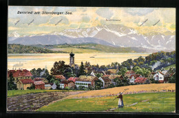 AK Bernried Am Starnberger See, Totalansicht Mit Juifan, Zwiesel, Kirchstein, Benediktenwand, Scharfreiter, Glaswand  - Zwiesel