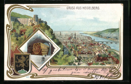 Lithographie Heidelberg, Totalansicht Aus Der Vogelschau  - Heidelberg