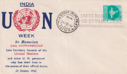SA06c India 1962 UN Week, Dag Hammarskjöld Commemoration Cover - FDC