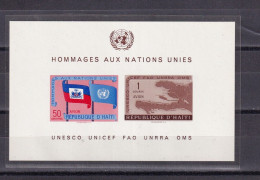 SA06b Haiti 1958 Airmail - United Nations Mint Minisheet Imperf - Haití