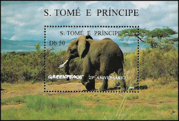 Sao Tomé And Príncipe (Saint Thomas) 1996, Animals African Elephant - S/s MNH - Elefantes