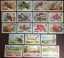 Antigua 1976 Definitives Set Without Imprint Date Birds Flowers MNH - 1960-1981 Autonomia Interna
