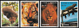 Sao Tomé And Príncipe (Saint Thomas) 1996, Animals Tiger Lion - 4 V. MNH - Félins