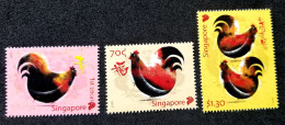 Singapore Year Of The Rooster 2017 New Year Greeting Chinese Lunar Zodiac (stamp) MNH - Singapur (1959-...)