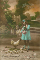 FANTAISIE - FILLETTE - LITTLE GIRL - MÄDCHEN - POULES POUSSINS OEUFS - ROSES HEUREUSES PAQUES - A. Noyer - Altri & Non Classificati