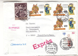 Vatican - Lettre Exprès De 1980 - Oblit Citta Del Vaticano - Exp Vers Frankfurt Am Main - Valeur 12 € En .....2003 - - Storia Postale