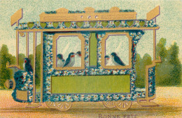 ILLUSTRATION  THEME OISEAUX - CARTE DOREE - BONNE FETE - Vögel