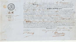 33-Connaissement Dumon, Genyer & Cie....Dussolier..Capitaine Navire Le Pourvoyeur...Bordeaux (Gironde) 1852 - Transportmiddelen