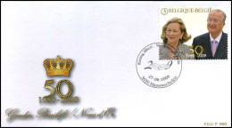 3921 - FDC - Gouden Huwelijksverjaardag K. Albert II En K. Paola - 2001-2010