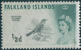 Falkland Islands 1960 SG193 ½d Green Thrush QEII Wmk Upright MH - Islas Malvinas