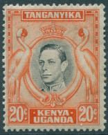 Kenya Uganda And Tanganyika 1938 SG139 20c Black And Orange KGVI Cranes P13¼ MLH - Kenya, Uganda & Tanganyika