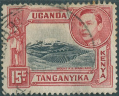 Kenya Uganda And Tanganyika 1938 SG137a 15c Black And Rose-red KGVI Killimanjaro - Kenya, Uganda & Tanganyika