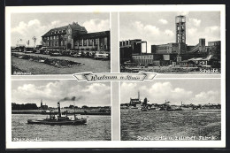AK Walsum A. Rhein, Rhein-Partie Und Zellstoff-Fabrik, Schacht Und Rathaus, Kohle  - Mines