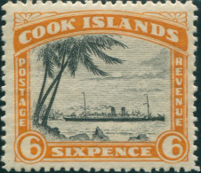 Cook Islands 1932 SG104a 6d RMS Monowai No Wmk P14 MNH - Cook Islands
