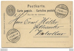 8 - 28 - Entier Postal Avec Superbes Cachets à Date St Gallen Et Winterthur 1901 - Stamped Stationery