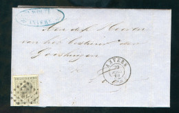 België OCB17 Gestempeld Op Brief Anvers-Lierre 1869 Perfect (2 Scans) - 1865-1866 Perfil Izquierdo