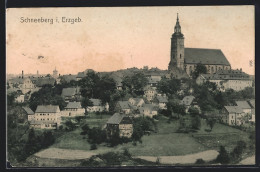 AK Schneeberg / Erzg., Ortsansicht Mit Kirche  - Schneeberg