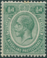 Nyasaland Protectorate 1913 SG83 ½d Green KGV Mult CA Wmk MH - Nyassaland (1907-1953)