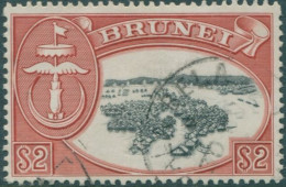 Brunei 1964 SG130 $2 Black And Scarlet Water Village FU - Brunei (1984-...)