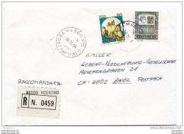 217 - 28 - Enveloppe Recommandée Envoyée De Mason Vicentino En Suisse 1994 - 1991-00: Poststempel