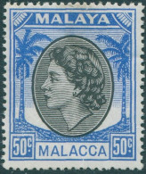 Malaysia Malacca 1954 SG35 50c Black And Blue Palms QEII MH - Malacca