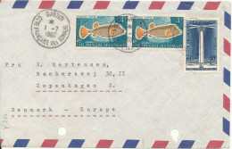 French Somali Coast Air Mail Cover Sent To Denmark 1-7-1960 FISH And LIGHTHOUSE 2 Archive Holes On The Cover - Covers & Documents