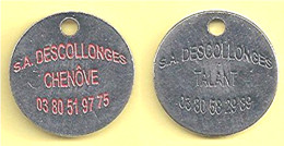 Jeton De Caddie -  " S.A DESCOLLONGES " TALANT Et CHENÔVE [Vente De Voitures D'occasions] (recto-verso)[A]_j303 - Trolley Token/Shopping Trolley Chip