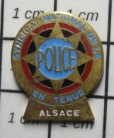 411F Pin's Pins / Beau Et Rare : POLICE SNPT ALSACE SYNDICAT POLICE EN TENUE - Pompieri