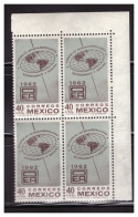 1962 MEXICO INTER-AMERICAN ECONOMIC AND SOCIAL COUNCIL, GLOBO Sc. 926 MNH BLOCK Of 4 - Messico