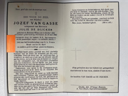 Devotie Dp - Overlijden Jozef Van Gasse Echtg De Dijcker - Beveren-Waas 1881 - 1962 - Obituary Notices