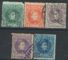 SPAIN, 1900/05, KING ALFONSO STAMPS SET OF 5, USED. - Oblitérés