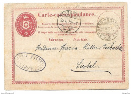 28 - 48 - Entier Postal  Avec Superbe Cachet Chemin De Fer Bern-Romanshorn 1872 - Postwaardestukken