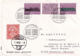 100 JAHRE KREUZ + WERTZIFFER HELVETIA ZOFINFEN GRANDE POSTE CENTRE MONNAIE BRUXELLES BELGIQUE LIGNE DU GOTHARD DR MILADA - Stamped Stationery