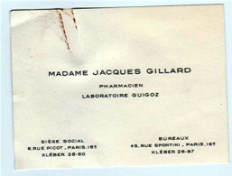 CARTE DE VISITE MADAME JACQUES GILLARD PHARMACIEN LABORATOIRE GUIGOZ PARIS_CV77 - Cartes De Visite