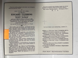 Devotie Dp - Overlijden Eduard Cleirens Wwe Bosman - Beverne-Waas 1897 - 1966 - Obituary Notices