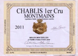 Etiquette Ble De Vin " CHABLIS 1er Cru MONTMAINS " Collection Alain Corcia (1030)_ev269 - Bourgogne