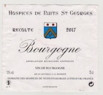 Etiquette HOSPICES DE NUITS SAINT GEORGES " Bourgogne 2017 " (1612)_ev691 - Bourgogne