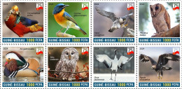 GUINEA BISSAU 2024 SET 8V - 75 ANNIV. CHINA BIRDS - OWL OWLS FALCON DUCK EAGLE GOLDEN PHEASANT FLYCATCHER CRANE - MNH - Eulenvögel