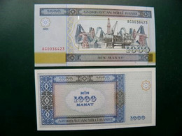 Unc Banknote Azerbaijan 1000 Manat 2001 P-23 Oil Rigs And Pumps Prefix AG - Azerbaïdjan