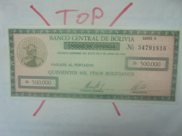 BOLIVIE 50 CENTAVOS/ 500.000 PESOS BOLIVIANOS (1987) Neuf (B.33) - Bolivien