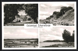 AK Eckernförde, Hotel Sandkrug, Steilküste, Südstrand  - Eckernfoerde