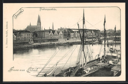 AK Lübeck, Dampfer Am Hafen  - Luebeck