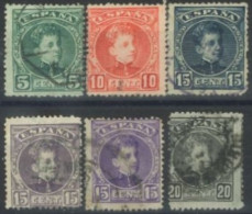 SPAIN, 1900/05, KING ALFONSO STAMPS SET OF 6, # 273/78, USED. - Usados