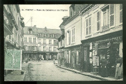 76 - B1353CPA - YVETOT - 21 - Rues Du Calvaire Et De L'église - Très Bon état - SEINE-MARITIME - Yvetot