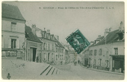 95 - B12430CPA - ECOUEN - Place De L'hotel De Ville Et Rue D'ezanville - Très Bon état - VAL-D'OISE - Ecouen