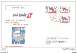 191 - 2 - Enveloppe 1er Vol  Swissair  Moscou-Genève 1993 - Aerei