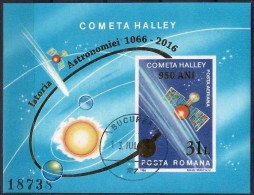 Romania, 2016 CTO, Mi. Bl. Nr. 665                    950th Anniversary Of The Appearance Of Halley's Comet - Gebruikt
