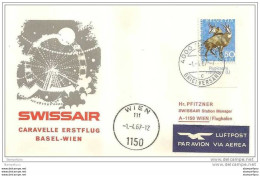 191 - 7 - Enveloppe 1er Vol Swissair  Bâle-Vienne Par Caravelle  1967 - First Flight Covers